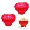 Tomedeks 2 Pièces Pop Corn Micro Ondes, Bol À Pop-Corn en Silicone pour Micro-Ondes avec Couvercle, Pliable Machine À Popcorn
