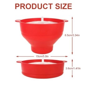 Tomedeks 2 Pièces Pop Corn Micro Ondes, Bol À Pop-Corn en Silicone pour Micro-Ondes avec Couvercle, Pliable Machine À Popcorn