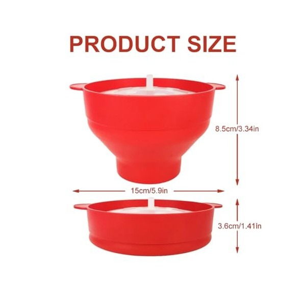 Tomedeks 2 Pièces Pop Corn Micro Ondes, Bol À Pop-Corn en Silicone pour Micro-Ondes avec Couvercle, Pliable Machine À Popcorn