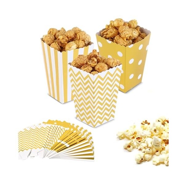 Popcorn Boîtes,72pcs Boîtes Pop Corn,Bonbons Conteneur en Carton Boite Pop Corn Or Boîtes à Maïs Soufflé Snacks Containers,po