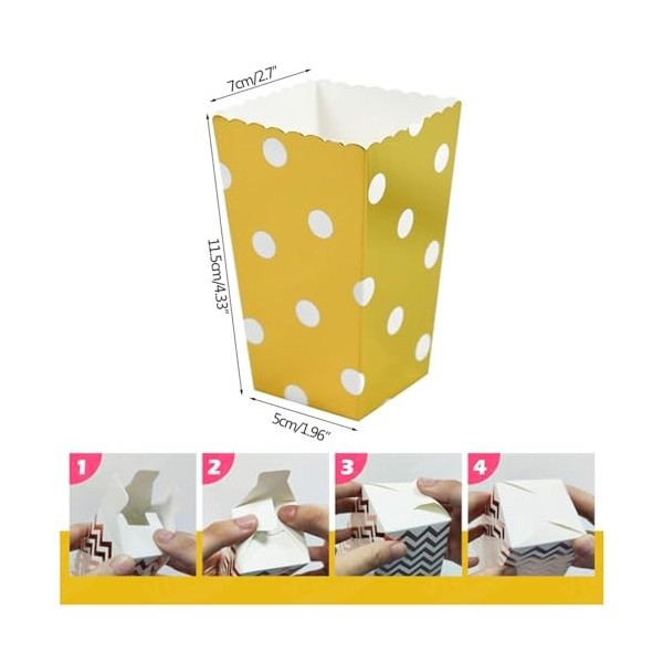 Popcorn Boîtes,72pcs Boîtes Pop Corn,Bonbons Conteneur en Carton Boite Pop Corn Or Boîtes à Maïs Soufflé Snacks Containers,po