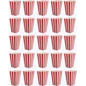 JOYISEN 25 Pièces Boite Pop Corn Petite Sachet Pop Corn Avec Rouge Pot Popcorn Pour Fête Anniversaire mariage Noël