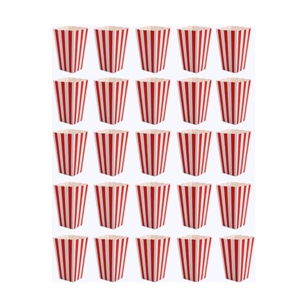 JOYISEN 25 Pièces Boite Pop Corn Petite Sachet Pop Corn Avec Rouge Pot Popcorn Pour Fête Anniversaire mariage Noël