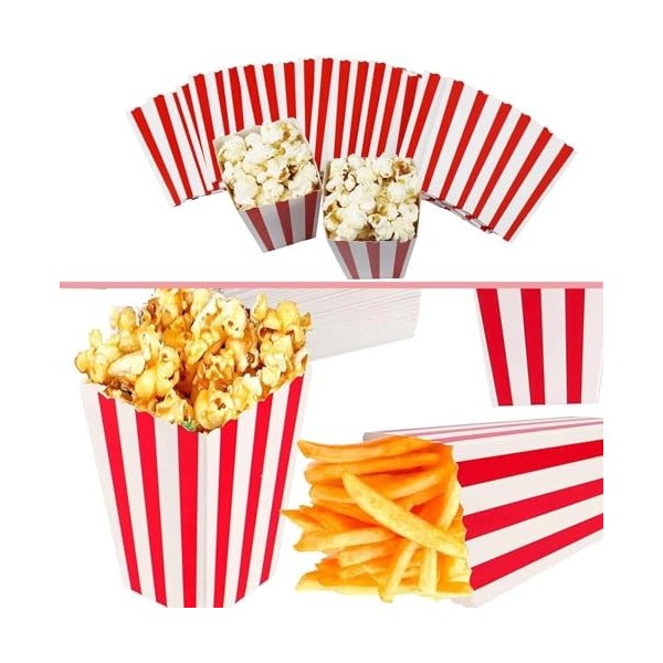 JOYISEN 25 Pièces Boite Pop Corn Petite Sachet Pop Corn Avec Rouge Pot Popcorn Pour Fête Anniversaire mariage Noël