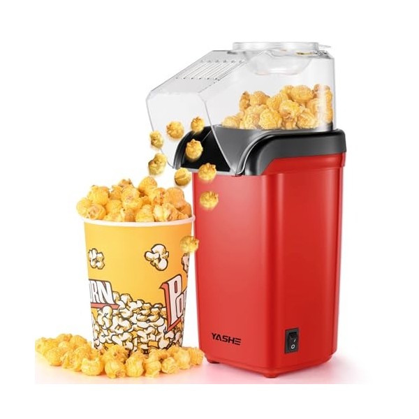 YASHE Machine à Pop Corn, 1200 W Machine à pop-corn à Air Chaud, Appareils à popcorn électrique, prêt en 2 Minutes, Sain et s