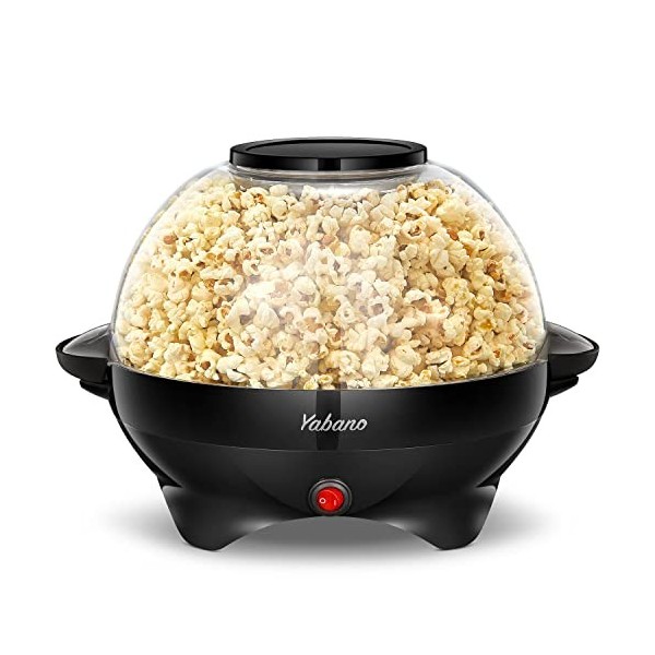 Yabano Machine à Popcorn, Électrique Machine à Pop Corn avec Plateau de Cuisson Détachable, Revêtement Antiadhésif, Bol de 5l