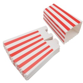 MOUYAT Lot de 100 boîtes à popcorn, 250 g/m² en papier épais à rayures, boîtes à popcorn au design classique pour soirées cin