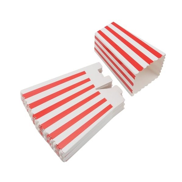 MOUYAT Lot de 100 boîtes à popcorn, 250 g/m² en papier épais à rayures, boîtes à popcorn au design classique pour soirées cin