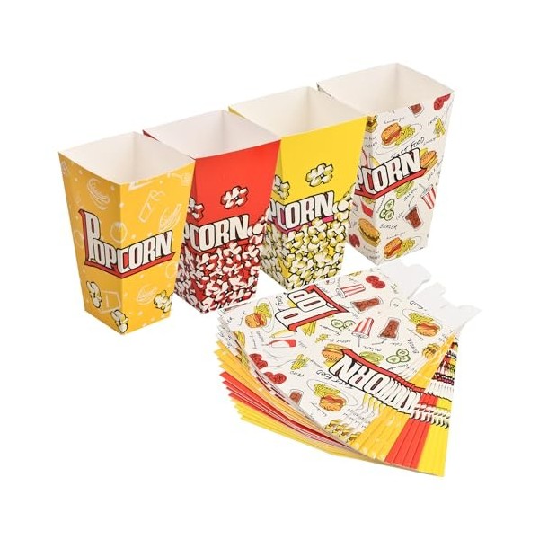 Cozlly 20 Pièces Popcorn Boîtes, Grand Sachet Pop Corn, Sac Pop Corn Papier, Pot Pop Corn Reutilisable, Bonbons Boîtes pour F