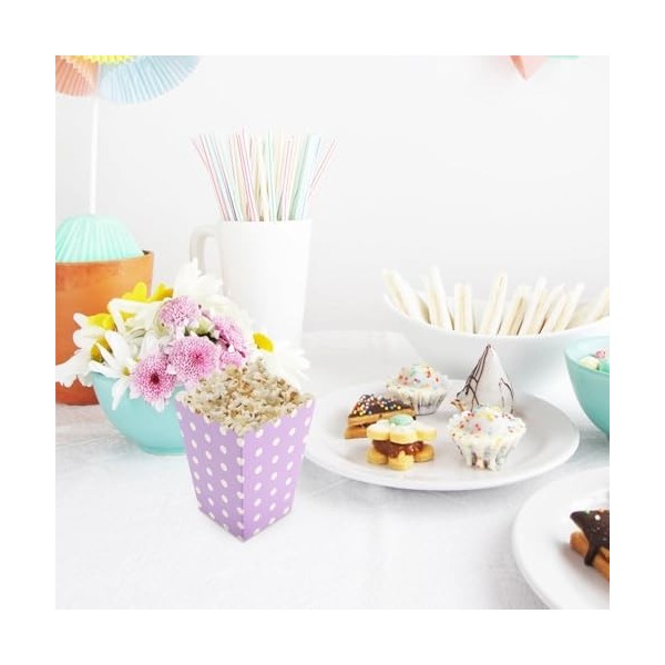 Zerodeko Boîte à Pop-Corn, Microonde De Maïs Soufflé, Sac à Pop-Corn Rayé à Pois, Récipient En Papier Pour Pop-Corn Macchina