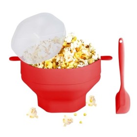 RZMZBY Bol à pop-corn pliable en silicone avec couvercle et poignée, machine à pop-corn pour micro-ondes avec outil dagitati