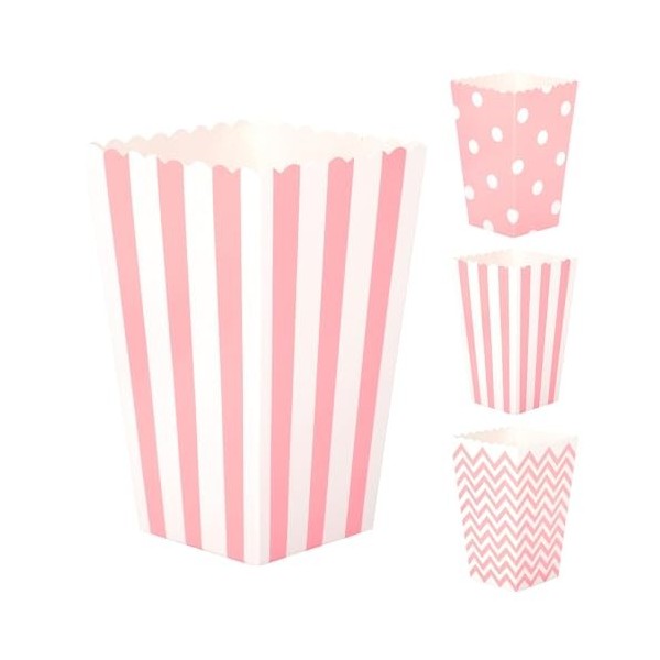 Lot de 26 petites boîtes à popcorn en carton pour bonbons, bonbons et popcorn, sacs cadeaux de Noël, rose