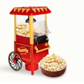NK Machine à popcorn rétro électrique 1200 W, bouton facile à utiliser, préparation prête en 2 minutes, air chaud, taille 0,3