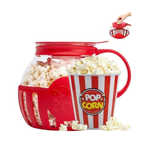 EVER GOODS - Popper à popcorn pour micro-ondes, faire fondre votre sauce préférée, récipient de cuisson à popcorn avec couver