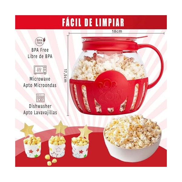 EVER GOODS - Popper à popcorn pour micro-ondes, faire fondre votre sauce préférée, récipient de cuisson à popcorn avec couver
