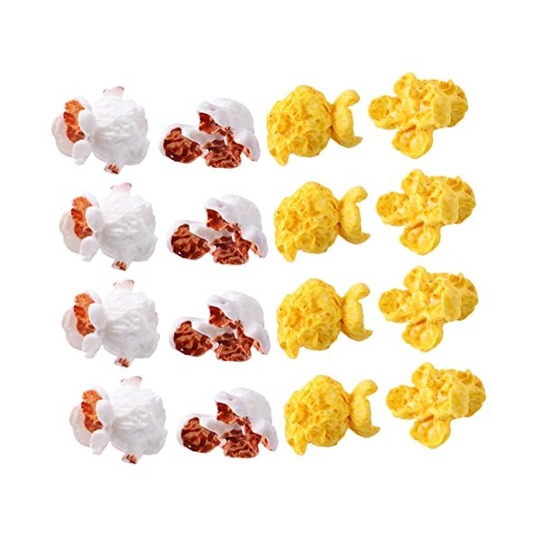 TOYANDONA 50 Pièces Pop-Corn Artificiel Pop-Corn Miniature en Résine Faux Pop-Corn Miniature Faux Modèle Alimentaire Décorati