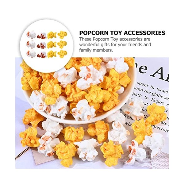 TOYANDONA 50 Pièces Pop-Corn Artificiel Pop-Corn Miniature en Résine Faux Pop-Corn Miniature Faux Modèle Alimentaire Décorati