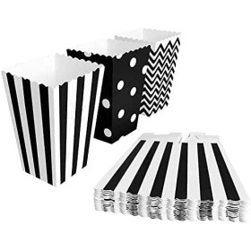 Popcorn Boîtes Sacs de Pop-corn Bonbons Conteneur pour les Anniversaires, Soirée Cinéma, Carnaval,Fête pack de 18,Noir 