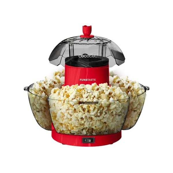 Cecotec Machine à popcorn électrique Fun&Taste PCorn Easy. Machine à popcorn, 1200 W, Système dinjection dair, Bol amovibl