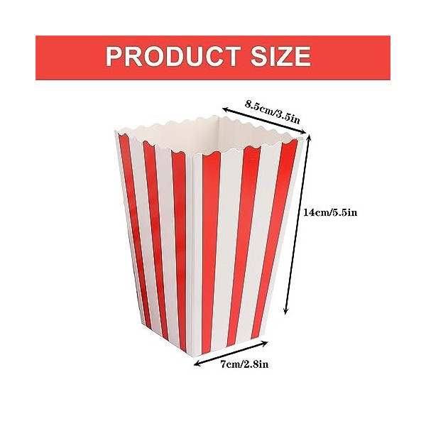 Lot de 30 boîtes à pop-corn, petits sacs à pop-corn rayés, sacs en papier, sacs à bonbons pour la maison, les mariages, les s