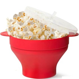 Machine à popcorn pour micro-ondes avec couvercle et poignées intégrées pratiques, machine à popcorn en silicone, bol pliable