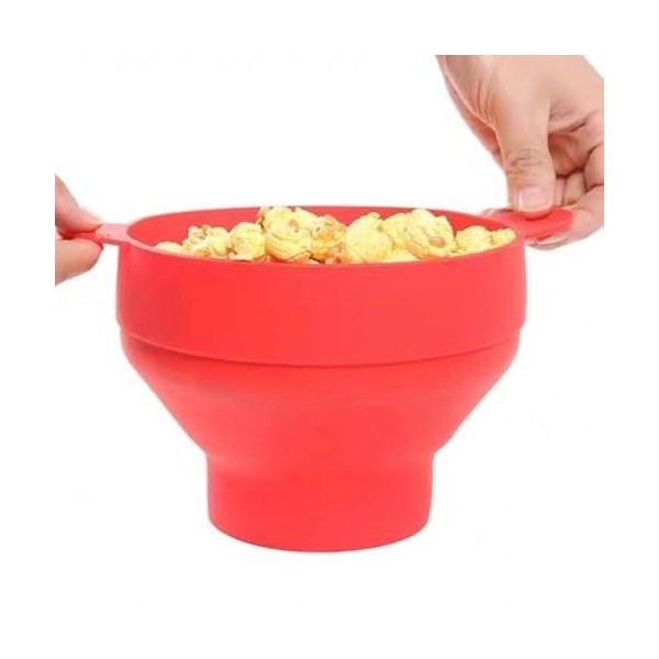 Machine à popcorn pour micro-ondes avec couvercle et poignées intégrées pratiques, machine à popcorn en silicone, bol pliable