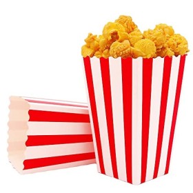 Roysmart Popcorn Boîtes, 50 Pcs Boîtes à Popcorn en Papier, Pot Popcorn Rétro pour Les Fêtes, Anniversaires, Soirées Cinéma