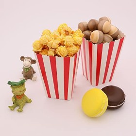 Roysmart Popcorn Boîtes, 50 Pcs Boîtes à Popcorn en Papier, Pot Popcorn Rétro pour Les Fêtes, Anniversaires, Soirées Cinéma