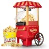 HOUSNAT Machine à Pop Corn, Machine à Pop-corn Rétro Mise à Jour, Air Chaud 1200W pour la Maison, Saine et sans Calorie, Fonc