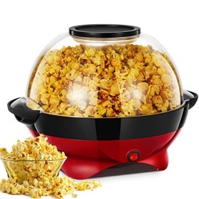 HOUSNAT Machine a Pop Corn, 5.5L pour la Maison, 800W avec Plateau de Cuisson Détachable & Revêtement Anti-adhésif, Silencieu