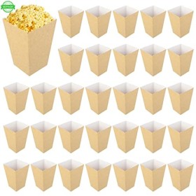 Tinyriz 40 Pcs Boîtes à Popcorn en Papier Sac de Popcorn Conteneur de Bonbons en Carton Classique Rétro Boîtes à Popcorn pour