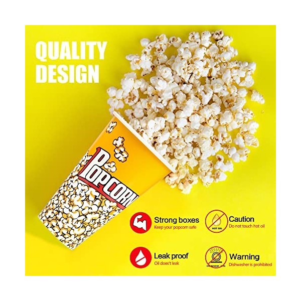 Novelty Place Lot de 3 boîtes à popcorn en plastique de style rétro pour soirée cinéma – 17,8 cm de haut x 11,4 cm de diamètr
