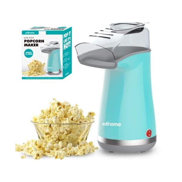 Edihome, Machine a Pop Corn, Popcorn, 1200 W, Comprend une cuillère de dosage, Popcorn prêt en 2 minutes Rouge