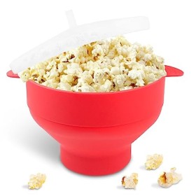 Fousenuk Pop Corn Micro Ondes, Bol à Pop-Corn En Silicone pour Micro-Ondes avec Couvercle, Pliable Machine à Popcorn, Reusabl