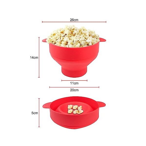 Fousenuk Pop Corn Micro Ondes, Bol à Pop-Corn En Silicone pour Micro-Ondes avec Couvercle, Pliable Machine à Popcorn, Reusabl