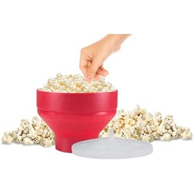 BEPER C106CAS002 Pop Corn Micro Ondes avec Bol Pliable pour un Popcorn Salutaire, Rouge
