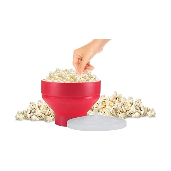 BEPER C106CAS002 Pop Corn Micro Ondes avec Bol Pliable pour un Popcorn Salutaire, Rouge