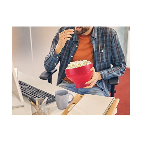 BEPER C106CAS002 Pop Corn Micro Ondes avec Bol Pliable pour un Popcorn Salutaire, Rouge