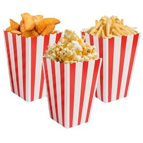 Lot de 50 sachets à pop-corn - Gobelets à pop-corn - Boîte à goûter - Sacs à bonbons - Pour soirée cinéma, collation rétro - 