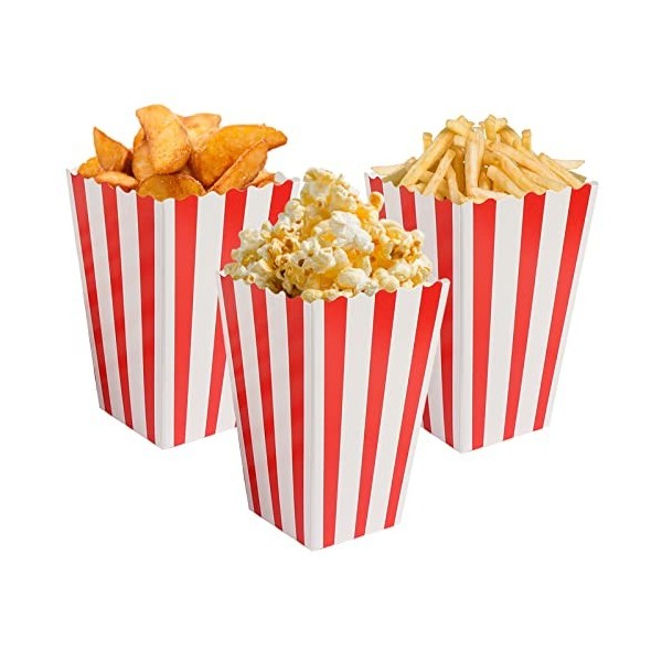Lot de 50 sachets à pop-corn - Gobelets à pop-corn - Boîte à goûter - Sacs à bonbons - Pour soirée cinéma, collation rétro - 