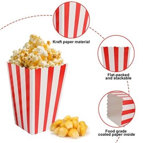 Lot de 50 sachets à pop-corn - Gobelets à pop-corn - Boîte à goûter - Sacs à bonbons - Pour soirée cinéma, collation rétro - 