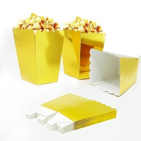 Lot de 30 boîtes à pop-corn dorées, petits contenants de bonbons rétro en carton de pop-corn pour soirée cinéma cinéma soirée