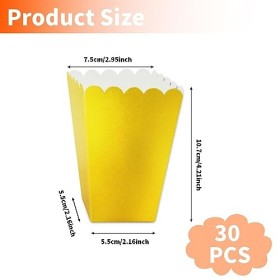 Lot de 30 boîtes à pop-corn dorées, petits contenants de bonbons rétro en carton de pop-corn pour soirée cinéma cinéma soirée