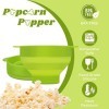 Flexzion Popcorn Popcorn Machine à micro-ondes avec couvercle, bol pliable en silicone, récipient de stockage de qualité alim