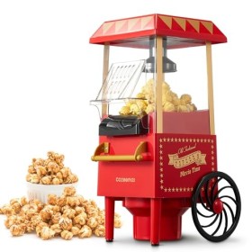 Cozeemax - Machine à pop-corn rétro - 1200 W - Pour la maison - Avec air chaud - Sans graisse - Sans huile - Opération à un b