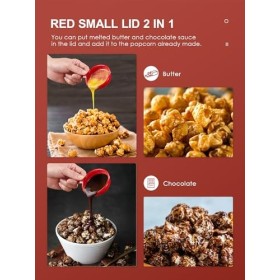 Cozeemax - Machine à pop-corn rétro - 1200 W - Pour la maison - Avec air chaud - Sans graisse - Sans huile - Opération à un b