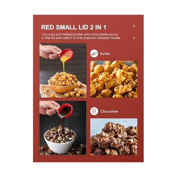 Cozeemax - Machine à pop-corn rétro - 1200 W - Pour la maison - Avec air chaud - Sans graisse - Sans huile - Opération à un b