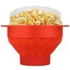Flexzion Popcorn Popcorn Machine à micro-ondes avec couvercle, bol pliable en silicone, récipient de stockage de qualité alim