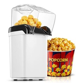HOUSNAT Machine à Pop Corn, 1200W Air Chaud Sans Gras Huile Popcorn Maker, Fonctionnement à Un Bouton, Prêt En 2 Minutes, Pro