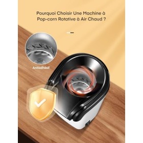 HOUSNAT Machine à Pop Corn, 1200W Air Chaud Sans Gras Huile Popcorn Maker, Fonctionnement à Un Bouton, Prêt En 2 Minutes, Pro